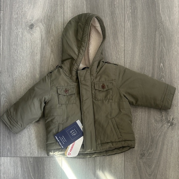 GAP Other - NWT GAP Khaki Green Hooded Jacket with Button Accents 6-12 Months